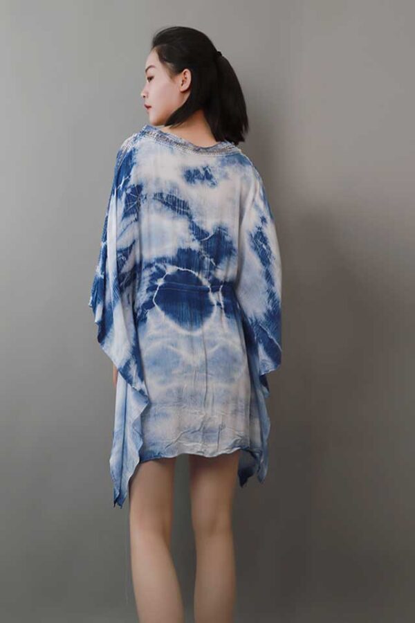 BLUE TIE DYED SUMMER KIMONO BACK-4