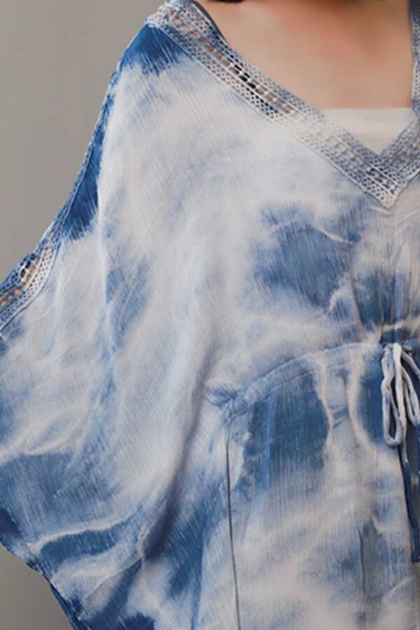 BLUE TIE DYED SUMMER KIMONO DETAILS 5