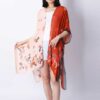 Contrast color floral print beach cover-up