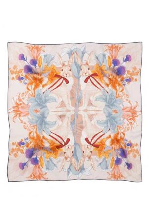 Rabbit print floral scarf