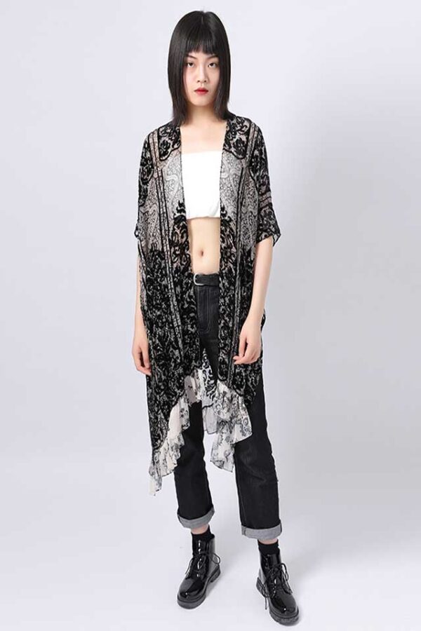 SS21-BLACK-BURN-OUT-FLORAL-VELVET-PONCHO-FRONT-1