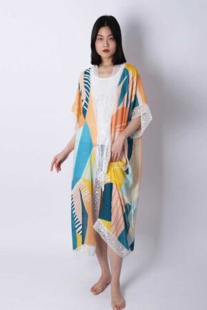 Geometric print beach cover-up for ladies-front(1)